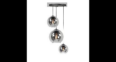 Highlight 3-lichts hanglampFantasy zwart met smoke glas - O1043.01 + G2055.19 + G2056.19 + G2057.19